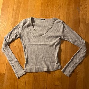 Brandy Melville, grey ribbed long-sleeve shirt